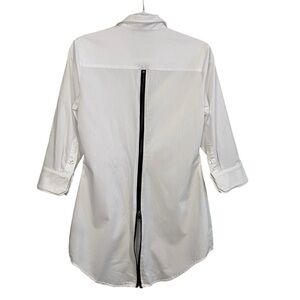 Edit by Jeanne Beker - White long Line Shirt/Black Zip Detail - Small